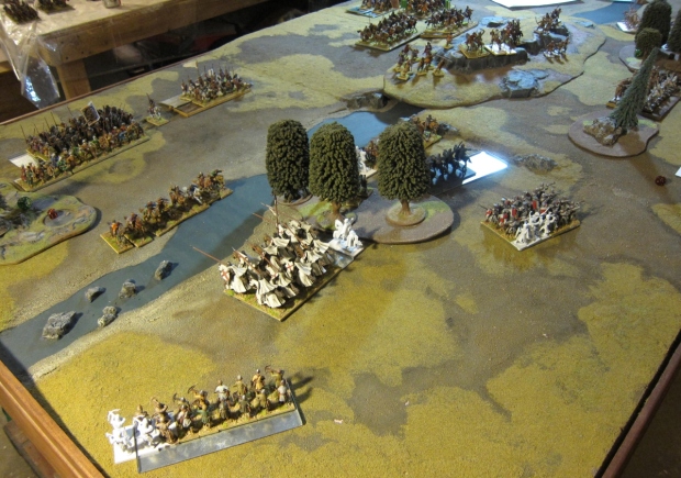 Skirmishers face the Crusader lines.